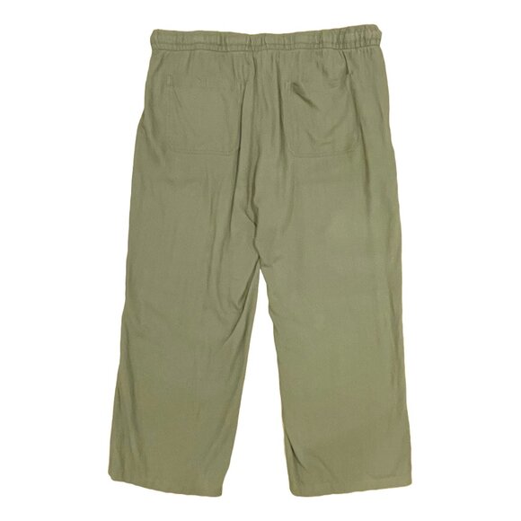 High-Waisted Wide-Leg Linen-Blend Pants | Hunter Green | Drawstring Waist - Picture 5 of 11